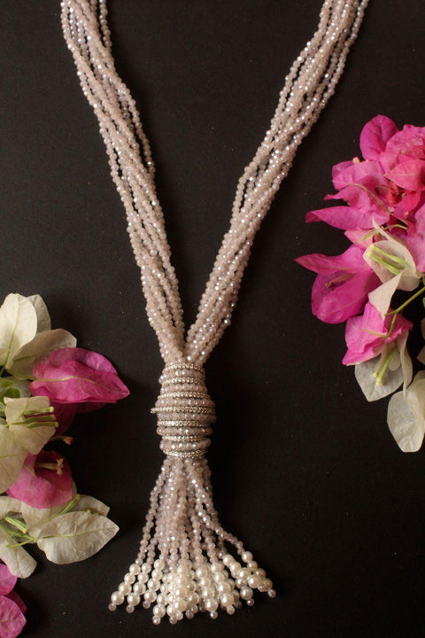 Beautiful Lilac Pink stone with Diamonds in a pendant style necklace
