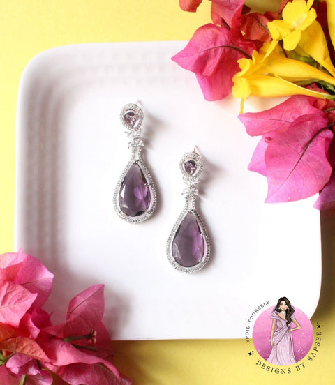 Diamond Purple Stone Earrings