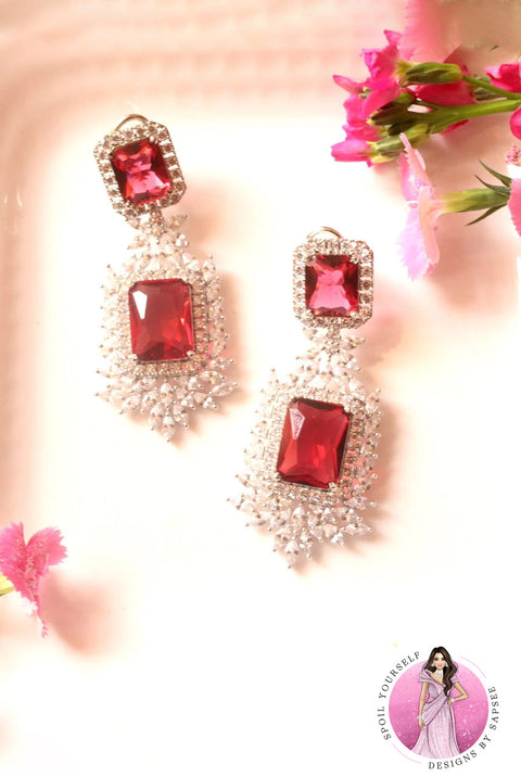 Cocktail Style Ruby with Diamond Earrings