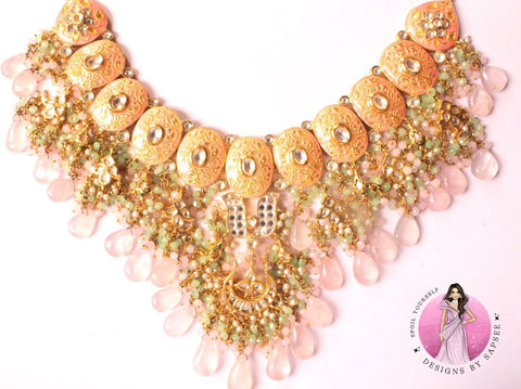 Meenakari Set with Pink Drops
